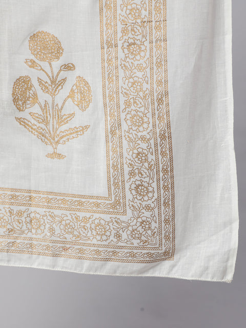 Women Off-White Ethnic Printed Kurta With Palazzo And Dupatta