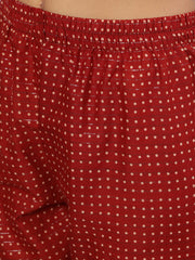 Women Maroon Ethnic Printed Straight Kurta And Palazzo