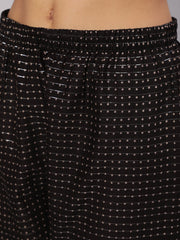 Women Black Ethnic Printed Straight Kurta With Trouser