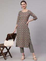 Women Multi Geometric Printed Straight Kurta With Palazzo