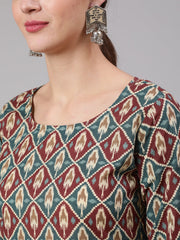 Women Multi Geometric Printed Straight Kurta With Palazzo