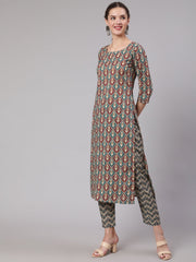 Women Multi Geometric Printed Straight Kurta With Palazzo