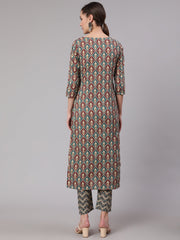Women Multi Geometric Printed Straight Kurta With Palazzo