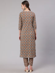 Women Multi Geometric Printed Straight Kurta With Palazzo
