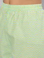 Women Lime Green Ethnic Printed Kurta With Trouser