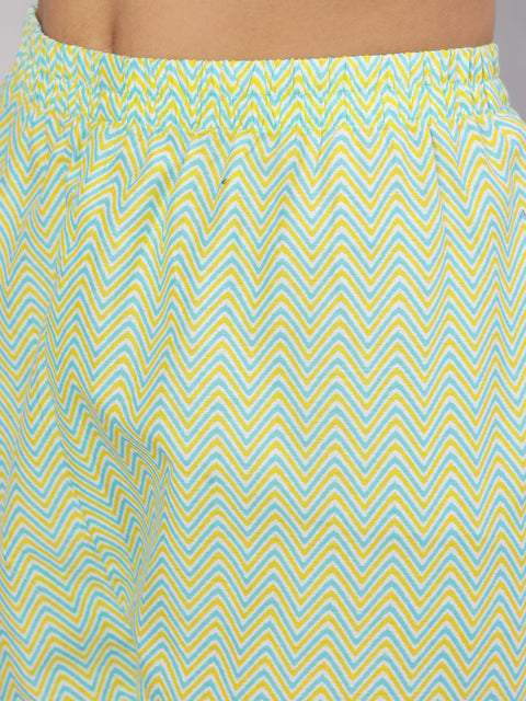 Women Lime Green Ethnic Printed Kurta With Trouser