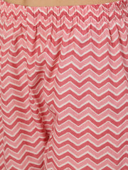 Women Pink Ethnic Printed Straight Kurta With Trouser