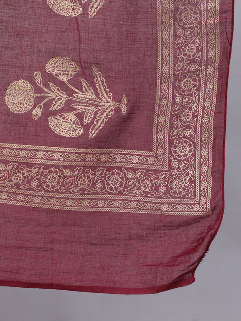 Women Maroon Ethnic Printed Kurta With Palazzo And Dupatta