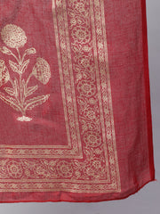 Women Maroon Ethnic Printed Kurta With Palazzo And Dupatta