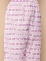 Women Lavender Printed Straight Kurta With Trouser