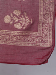 Women Burgundy Ethnic Printed Kurta With Palazzo And Dupatta