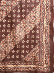 Women Brown Floral Printed Anarkali Kurta With Trouser And Dupatta
