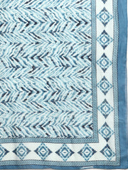 Women Blue Floral Printed Anarkali Kurta With Trouser And Dupatta