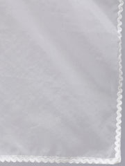 Women White Lace details Flared Kurta With Trouser And Dupatta