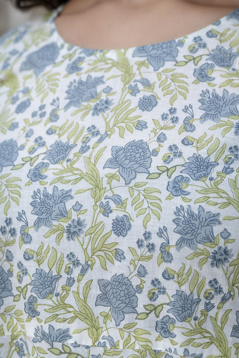 Women Off-White Floral Printed Flared Kurta With Trouser And Dupatta