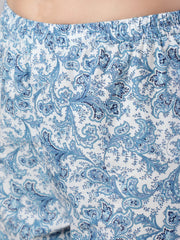 Women Blue Floral Printed Anarkali Kurta With Trouser And Dupatta