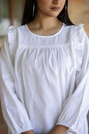 Women White Straight Top