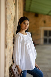 Women White Straight Top
