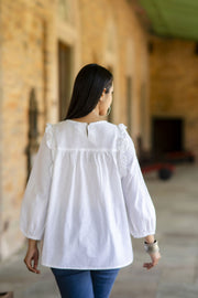 Women White Straight Top