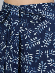 Women Blue Printed Plazo With Side Pockets