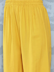 Women Yellow Embroidered Straight Kurta With Palazzo And Net Dupatta