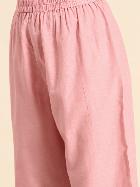 Women Mauve Lace Detailing Kurta With Trouser And Scalped Dupatta