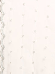 Women White Embroidered Straight Kurta With Palazzo And Net Dupatta