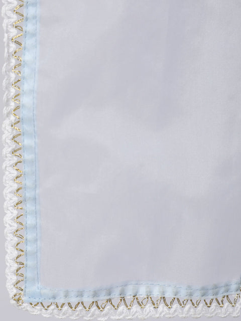 Women Blue Embroidered Flared Kurta With Trouser And Dupatta