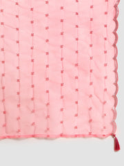 Women Mauve Embroidered Straight Kurta With Palazzo And Net Dupatta