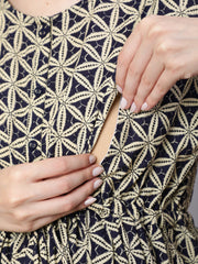 Women Beige Printed Flared Maternity Dress