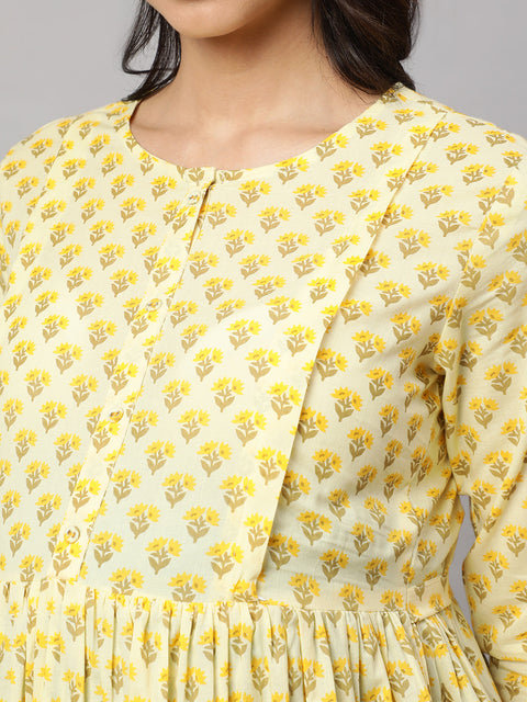 Women Cream Printed Maternity Dress