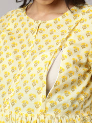 Women Cream Printed Maternity Dress