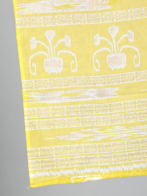 Women Lime Green & Gold Floral Printed Straight kurta with Plazo & Dupatta