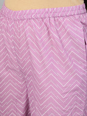 Women Lavender & Glitter Floral Printed Straight kurta with Plazo & Dupatta