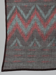 Women Sage Green & Brown Printed Straight Kurta With Plazao & Dupatta