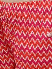 Plus Size Women Pink Printed Night Suit With Half Sleeves