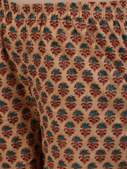 Plus Size Women Brown Printed Straight Kurta With Palazo & Dupatta