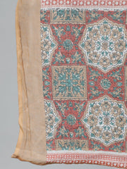 Plus Size Women Brown Printed Straight Kurta With Palazo & Dupatta