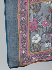 Plus Size Women Grey Printed Straight Kurta With Palazo & Dupatta