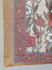 Plus Size Women Cream Printed Straight Kurta With Palazo & Dupatta