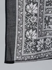 Plus Size Women Black Printed Straight Kurta With Palazo & Dupatta
