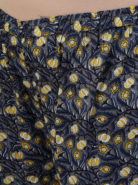 Plus Size Women Grey Printed Straight Kurta With Trouser & Dupatta