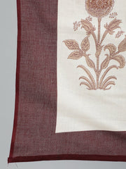 Plus Size Women Brown & Gold Printed Straight Kurta With Palazo & Dupatta