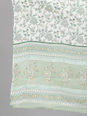 Women Green Printed Straight Kurta with Plazo & Dupatta