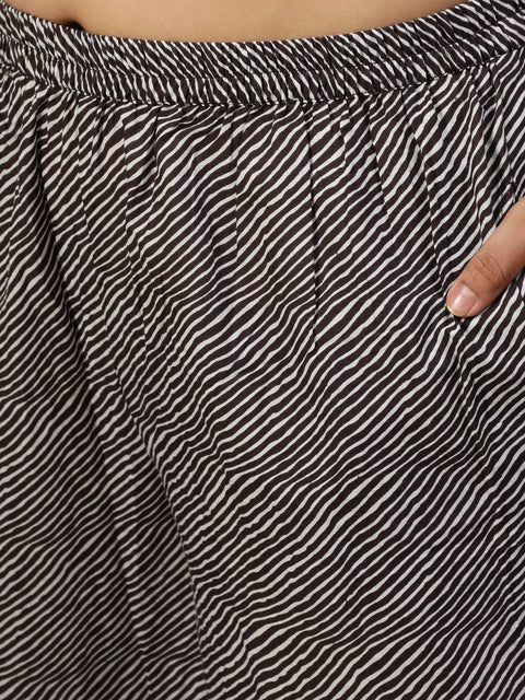 Women Dark Grey Printed Straight Kurta With Plazo & Dupatta