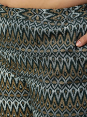 Women Green & Gold Printed Straight Kurta With Plazo & Dupatta