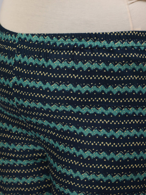 Women Plus Size Blue floral Printed Kurta And Palazzo With Dupatta