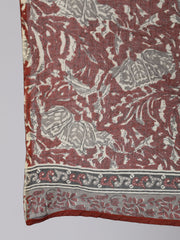 Women Plus Size  Maroon Ethnic Printed Kurta And Palazzo With Dupatta