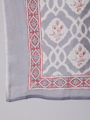 Women Plus Size Grey Ethnic Printed Kurta And Palazzo With Dupatta