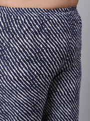 Women Plus Size Navy Blue floral Printed Kurta And Palazzo With Dupatta